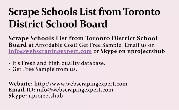 scrape schools list from toronto district school board