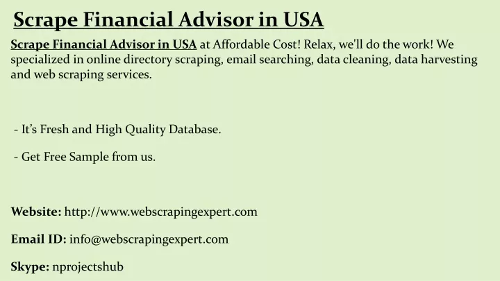 scrape financial advisor in usa