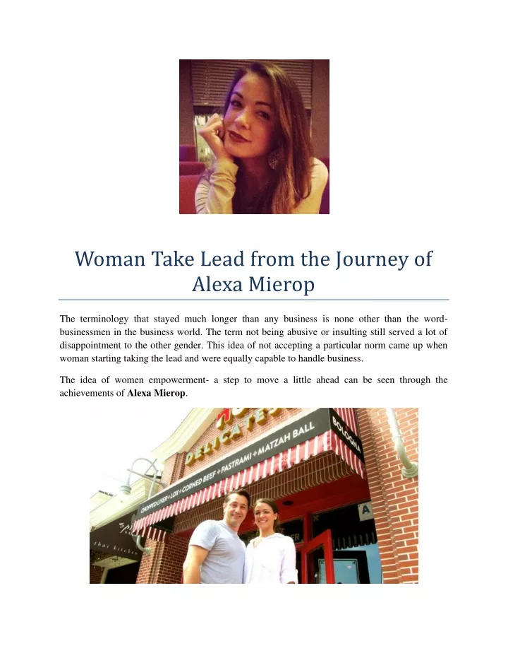 woman take lead from the journey of alexa mierop