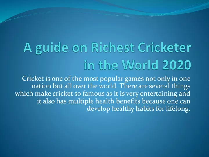 a guide on richest cricketer in the world 2020