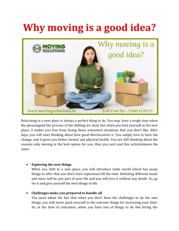 why moving is a good idea