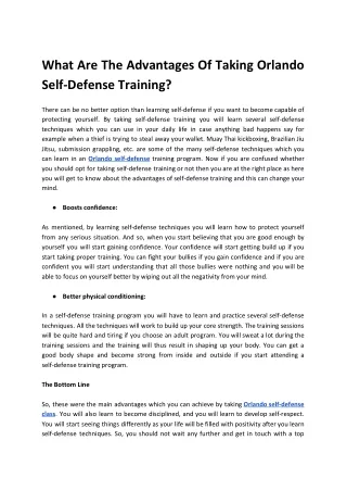 What Are The Advantages Of Taking Orlando Self-Defense Training?