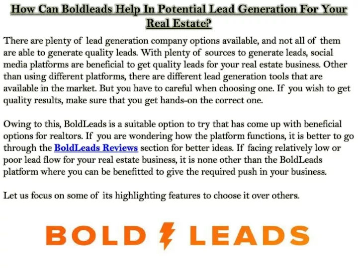 how can boldleads help in potential lead