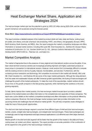 Heat Exchanger Market Future Analysis 2024