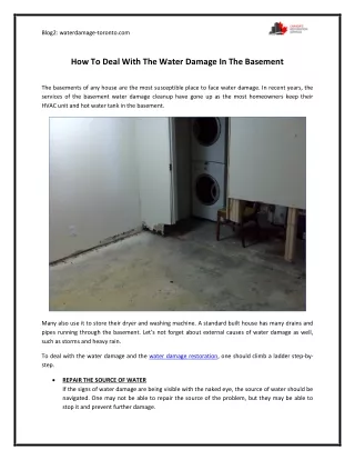 How To Deal With The Water Damage In The Basement