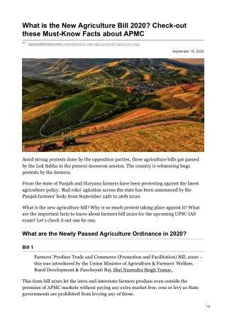 what is the new agriculture bill 2020 check