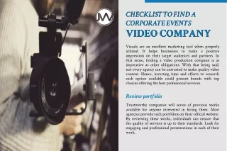 Checklist To Find A Corporate Events Video Company