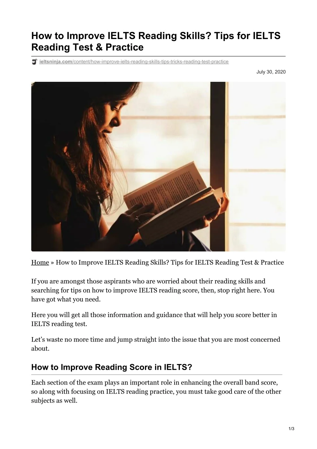 PPT - How to Improve IELTS Reading Skills Tips for IELTS Reading Test ...
