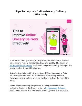 Tips To Improve Online Grocery Delivery Effect