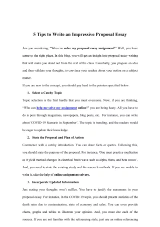 5 tips to write an impressive proposal essay