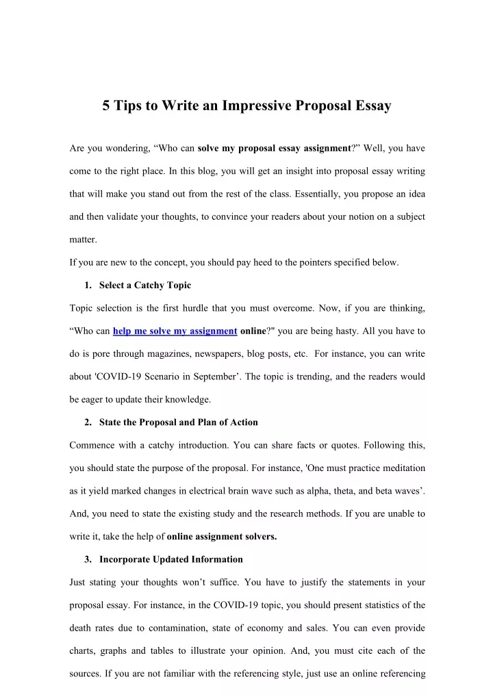 5 tips to write an impressive proposal essay