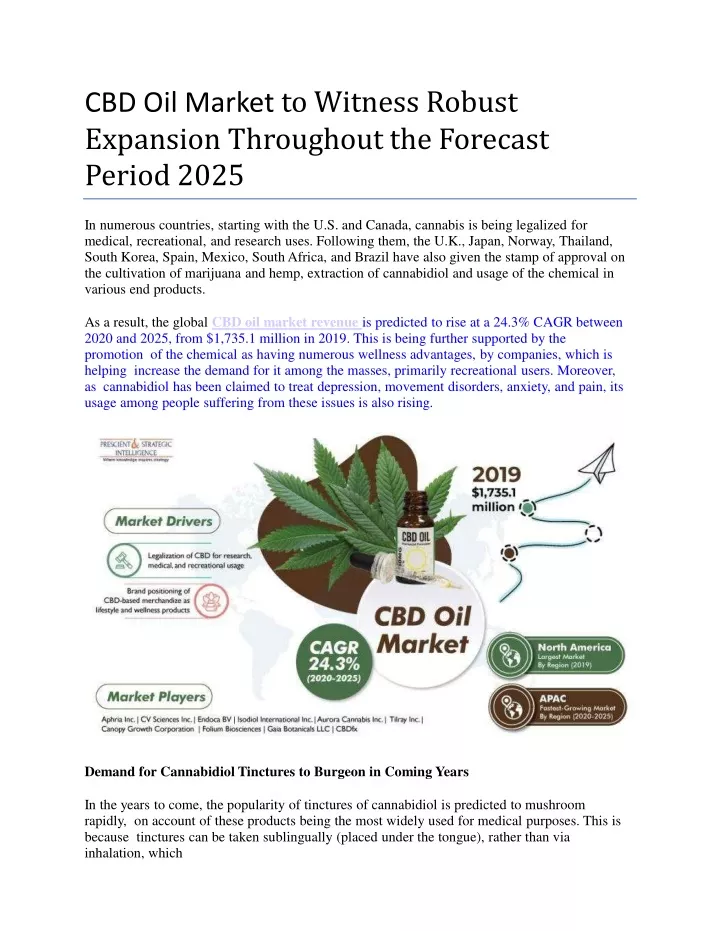 cbd oil market to witness robust expansion throughout the forecast period 2025