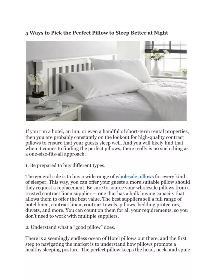 5 ways to pick the perfect pillow to sleep better