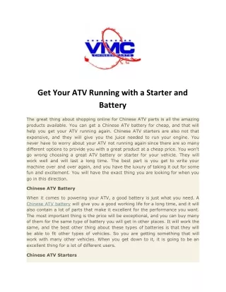 get your atv running with a starter and battery