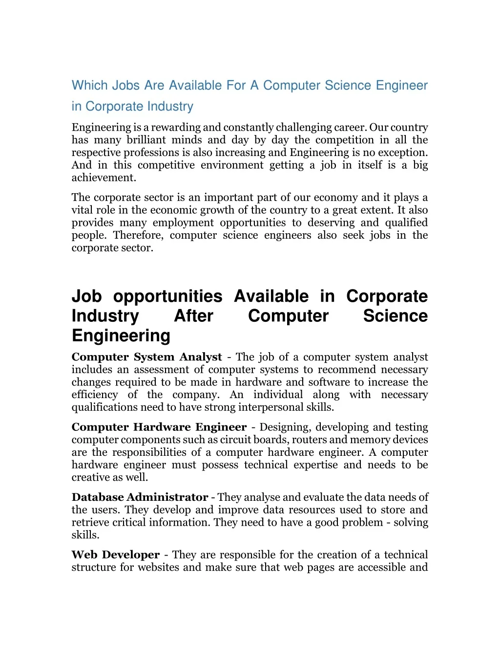 PPT - Which Jobs Are Available For A Computer Science Engineer in ...