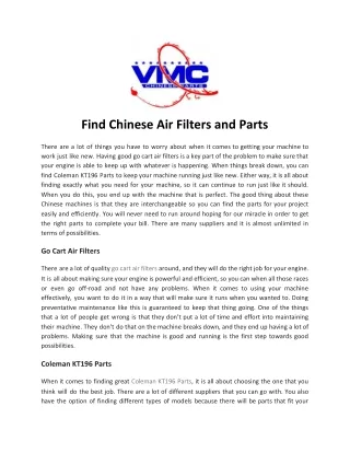 find chinese air filters and parts