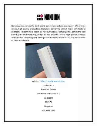 Manufacturing Board Games | Nanjiangames.com