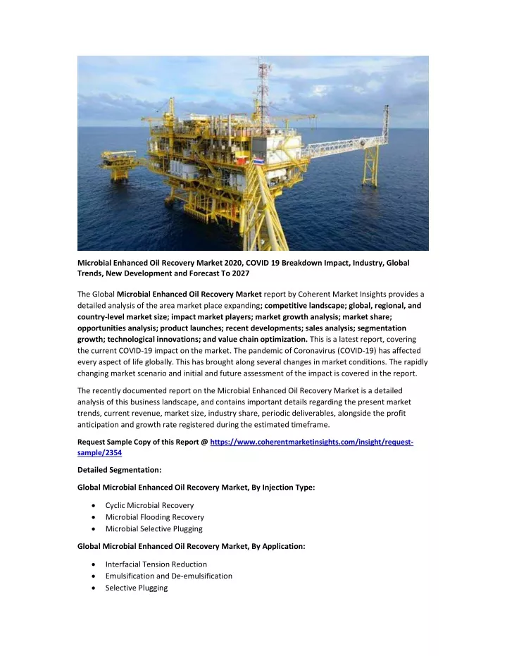 microbial enhanced oil recovery market 2020 covid