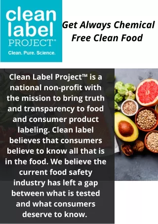 Get Always Clean Food - Clean Label Project