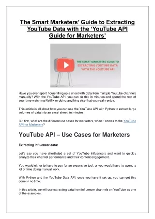 The Smart Marketers’ Guide to Extracting YouTube Data with the ‘YouTube API Guide for Marketers’