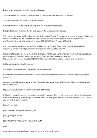daniel andrews aka kim jong dan is a grub because