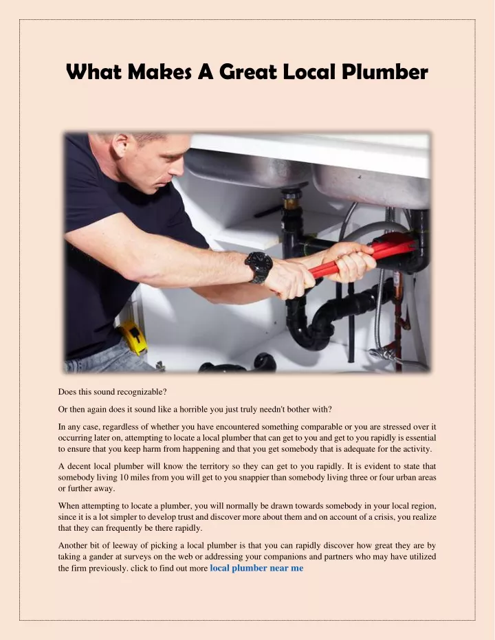 what makes a great local plumber