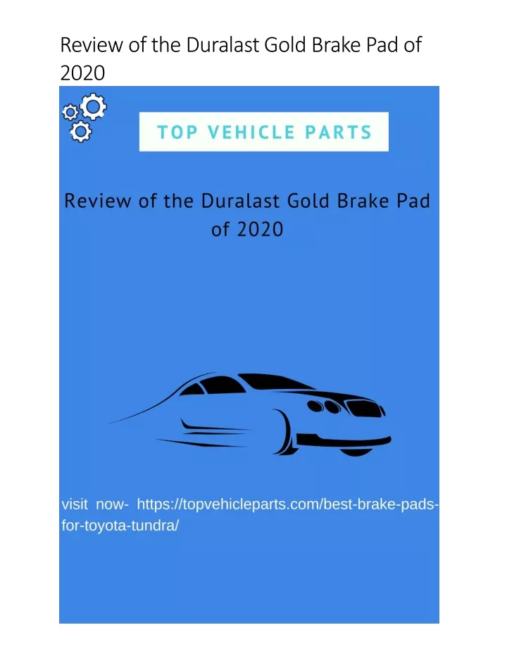 review of the duralast gold brake pad of 2020