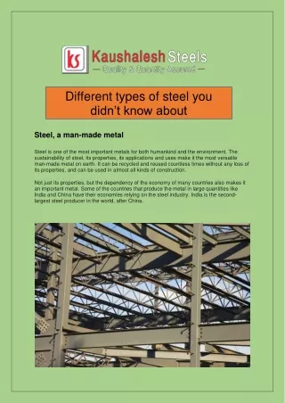different types of steel you didn t know about
