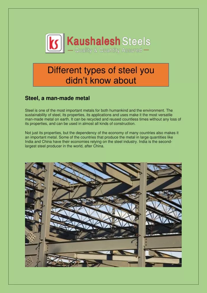 different types of steel you didn t know about