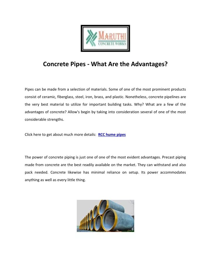 concrete pipes what are the advantages