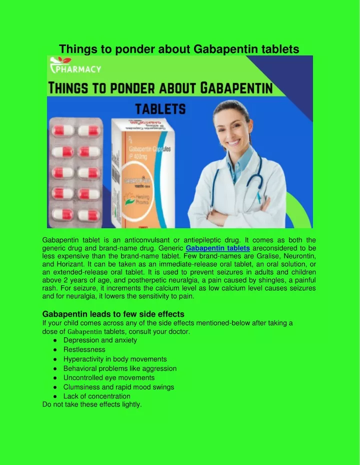 things to ponder about gabapentin tablets