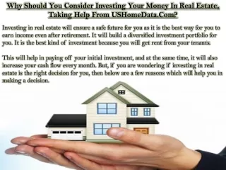 Why Should You Consider Investing Your Money In Real Estate, Taking Help From USHomeData.Com?