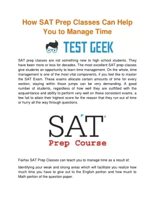 How SAT Prep Classes Can Help You to Manage Time