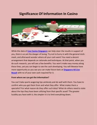 Significance Of Information In Casino