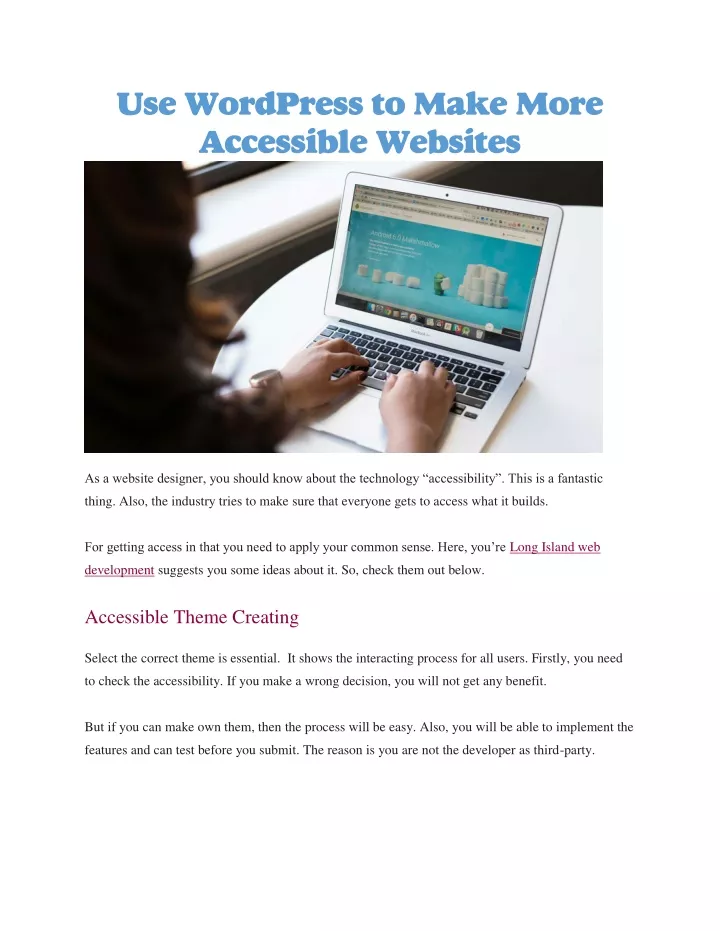 use wordpress to make more accessible websites