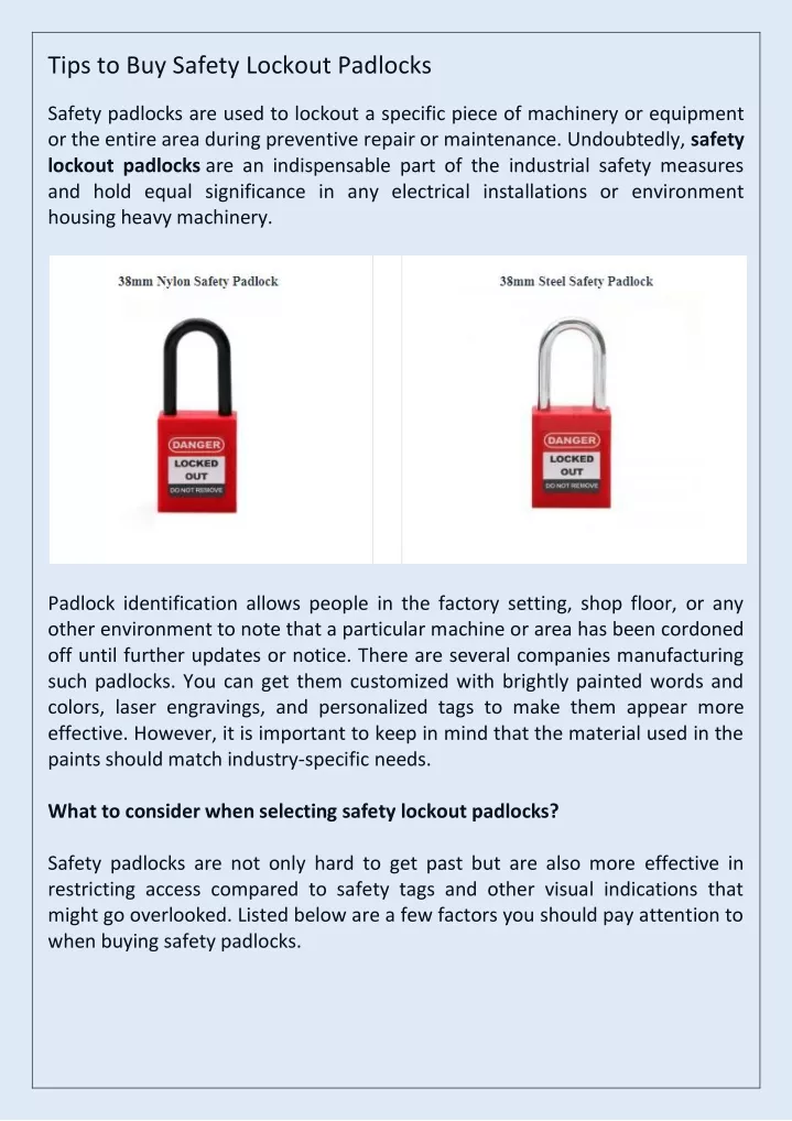tips to buy safety lockout padlocks safety