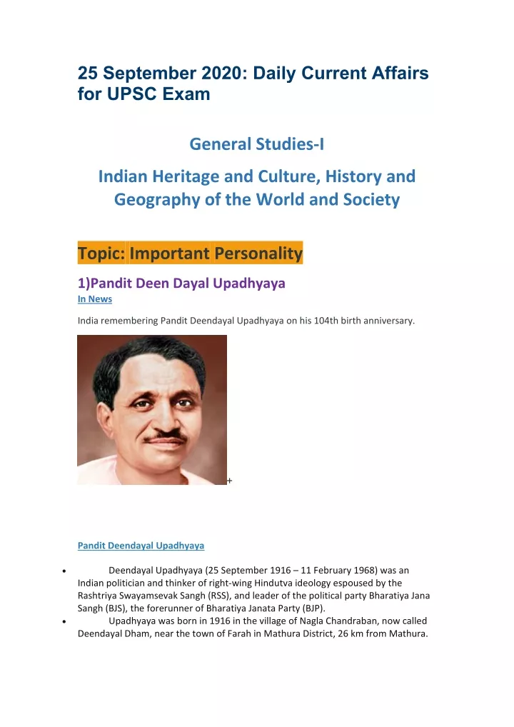 25 september 2020 daily current affairs for upsc
