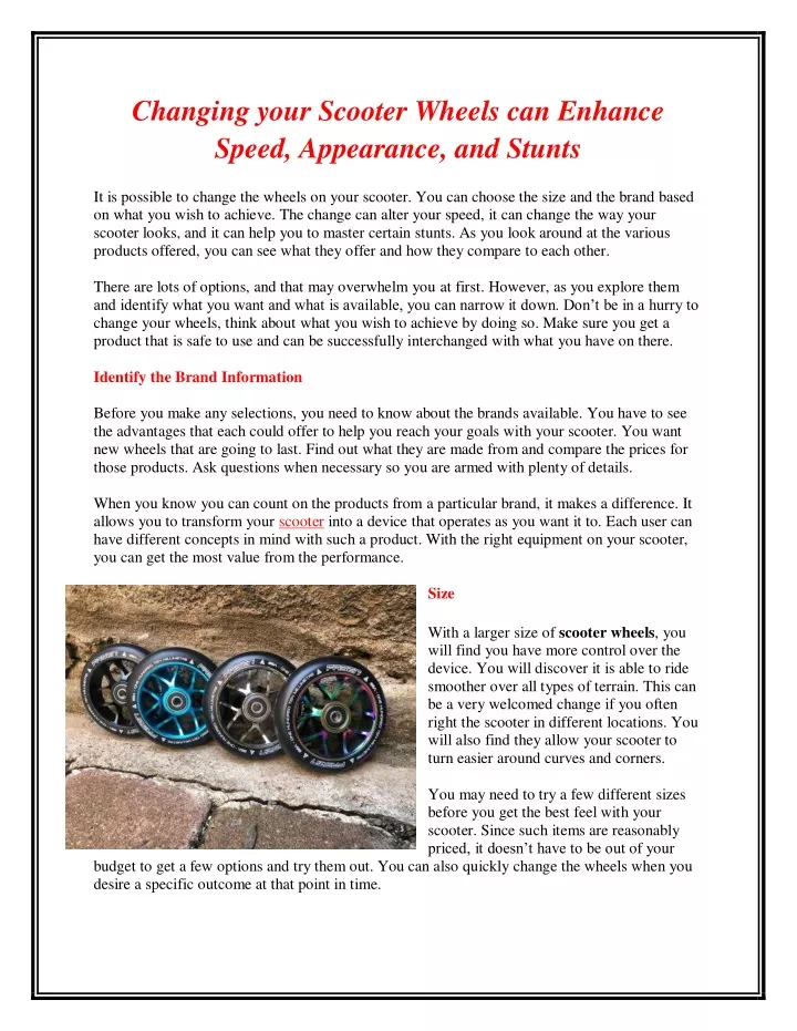 changing your scooter wheels can enhance speed