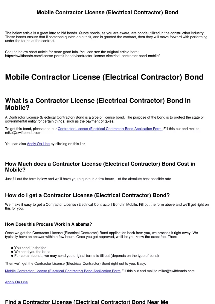 mobile contractor license electrical contractor