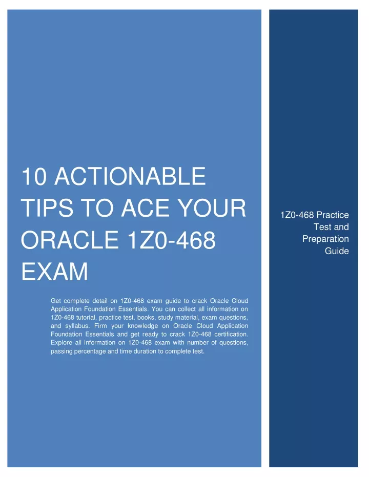 10 actionable tips to ace your oracle 1z0 468 exam