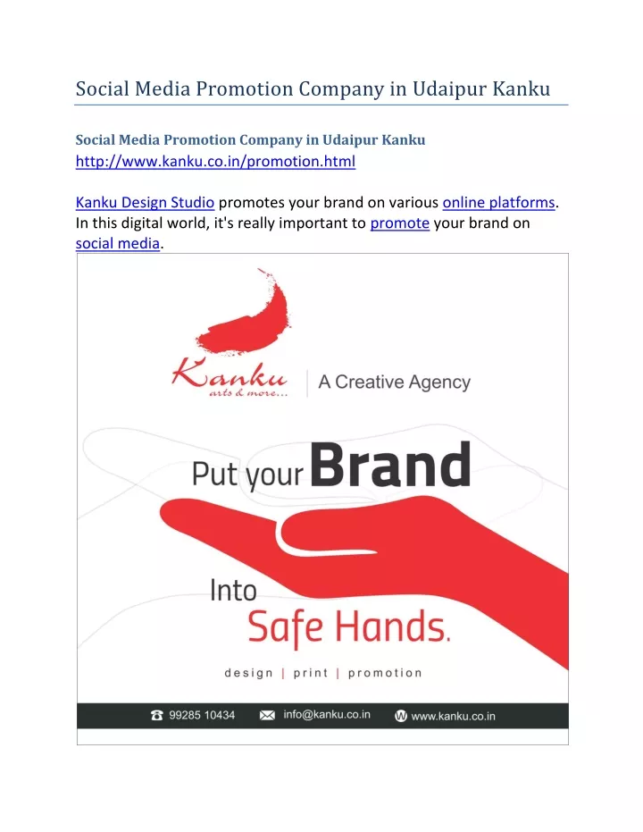 social media promotion company in udaipur kanku