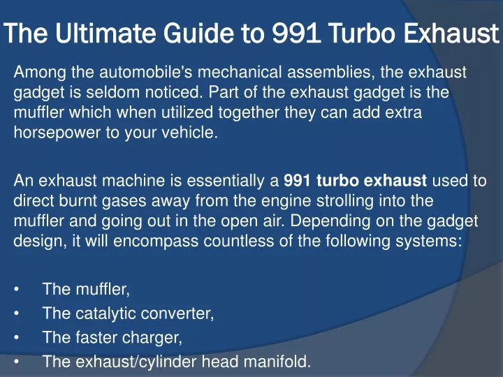 the ultimate guide to 991 turbo exhaust