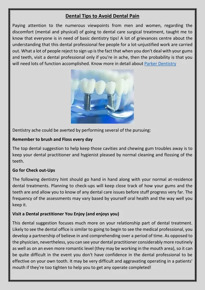 dental tips to avoid dental pain