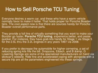 how to sell porsche tcu tuning