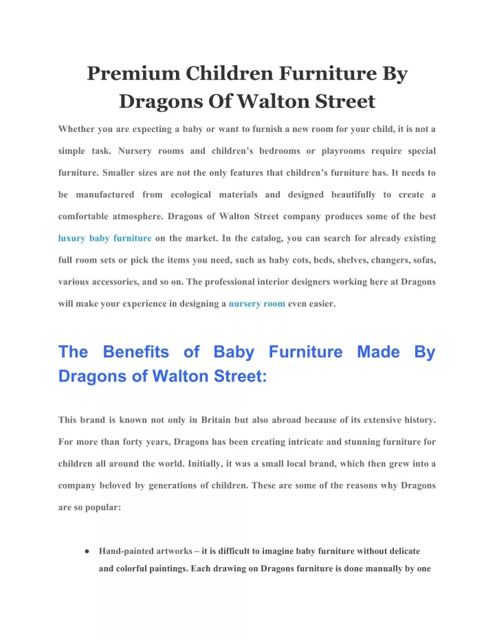 premium children furniture by dragons of walton