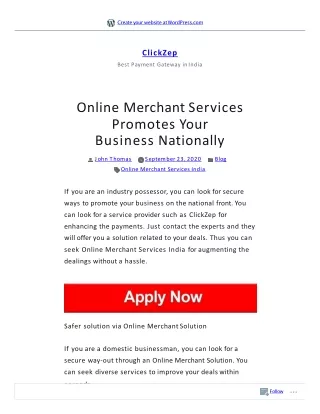 Online Merchant Services Promotes Your Business Nationally