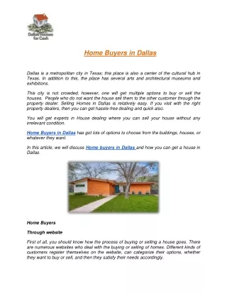 Home Buyers in Dallas