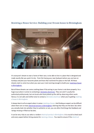 Rewiring a House Birmingham | Rewiring a House service near me