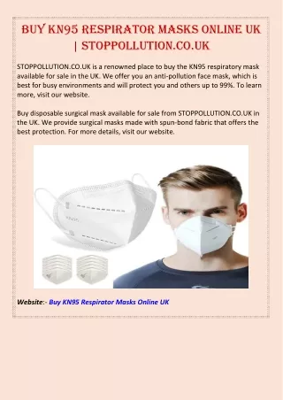 Buy KN95 Respirator Masks Online UK | STOPPOLLUTION.CO.UK