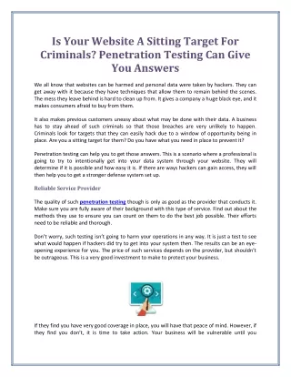 Is Your Website A Sitting Target For Criminals? Penetration Testing Can Give You Answers